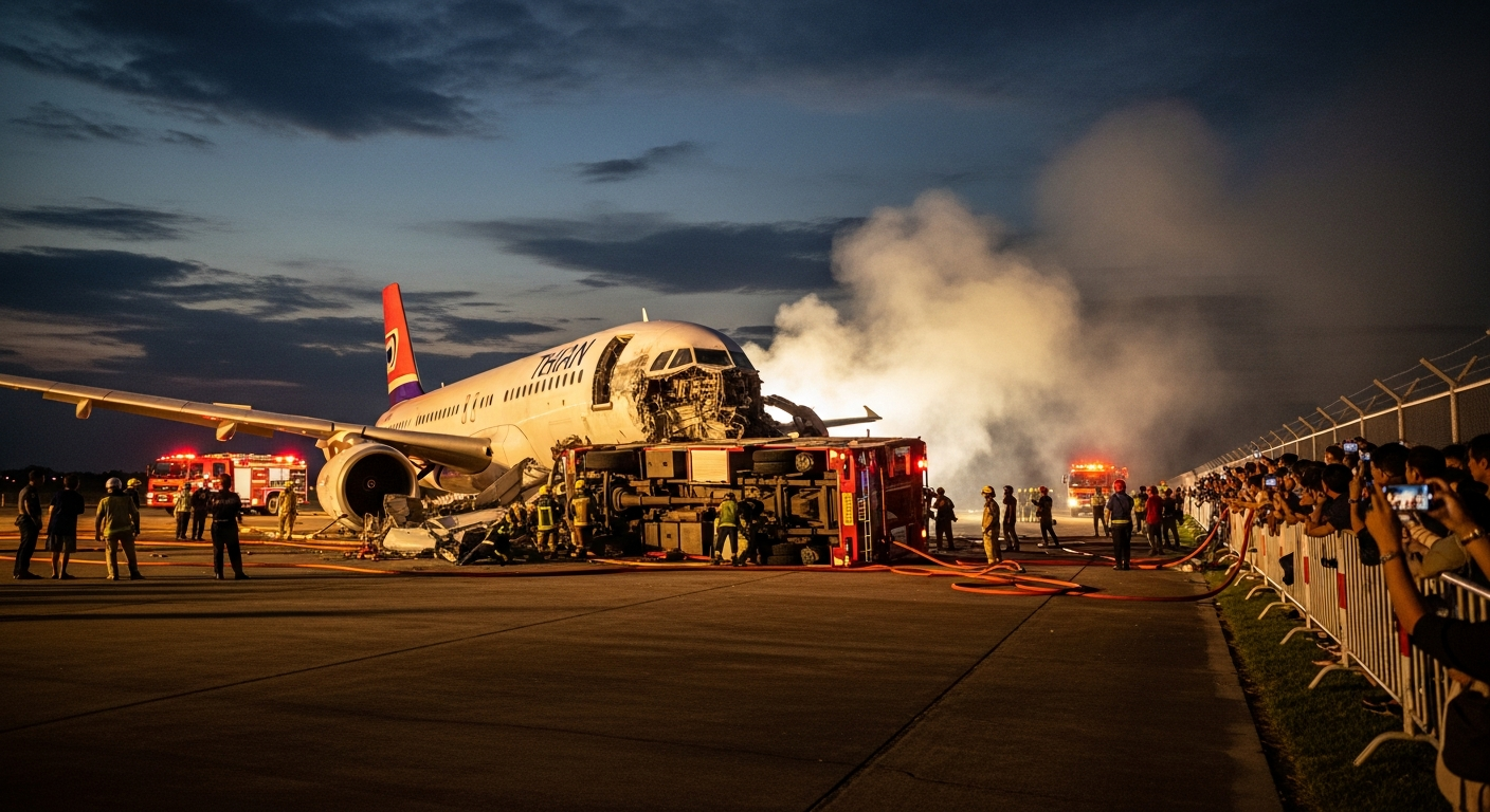 Авиакатастрофа в Таиланде: самолет столкнулся с пожарной машиной на взлетно-посадочной полосе