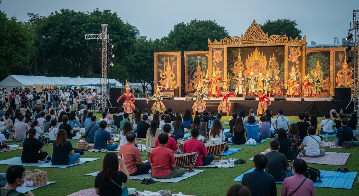 Вечер тайского классического искусства и симфонической музыки в парке Лумпини