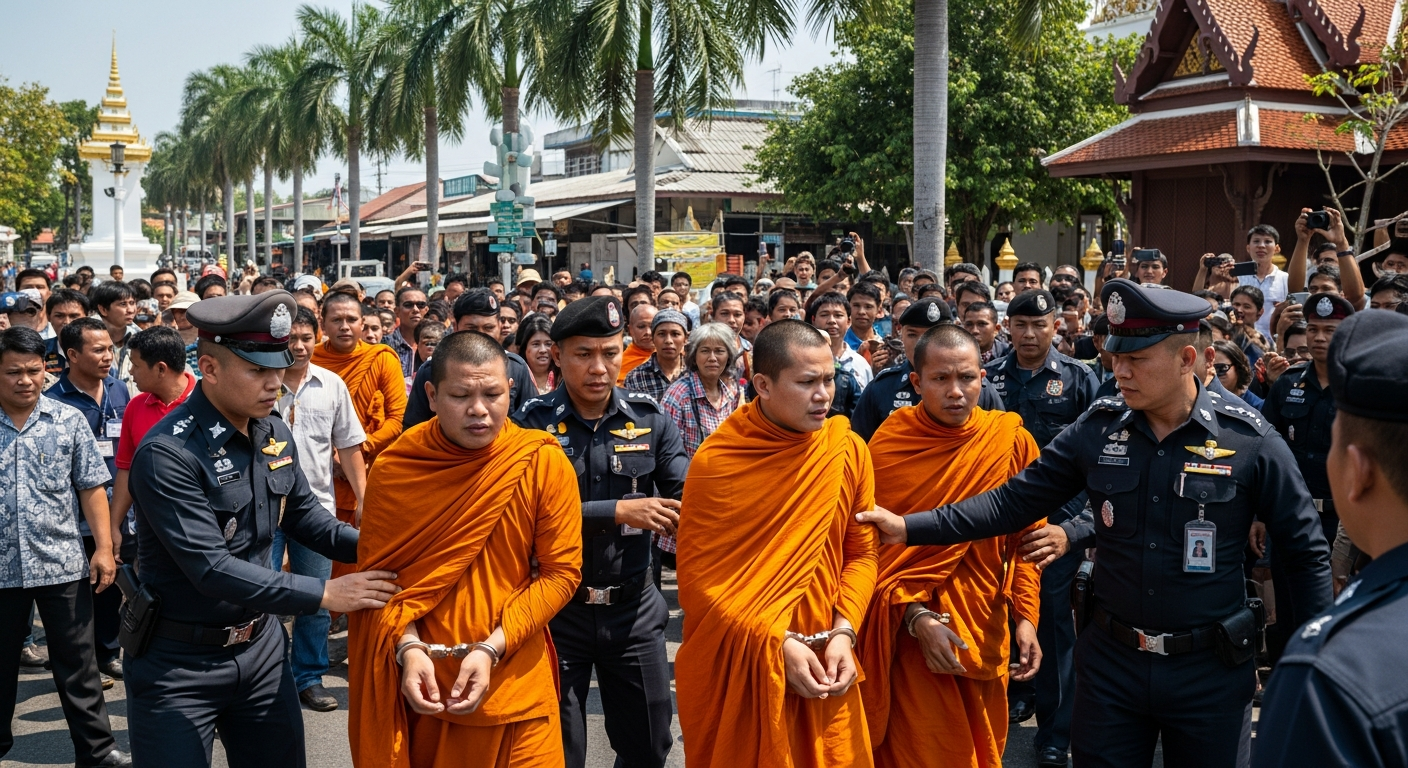 Двое монахов в Канчанабури арестованы с метамфетамином и лишены сана