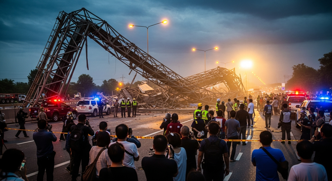 Стальная конструкция упала на Рама II, вызвав транспортный коллапс