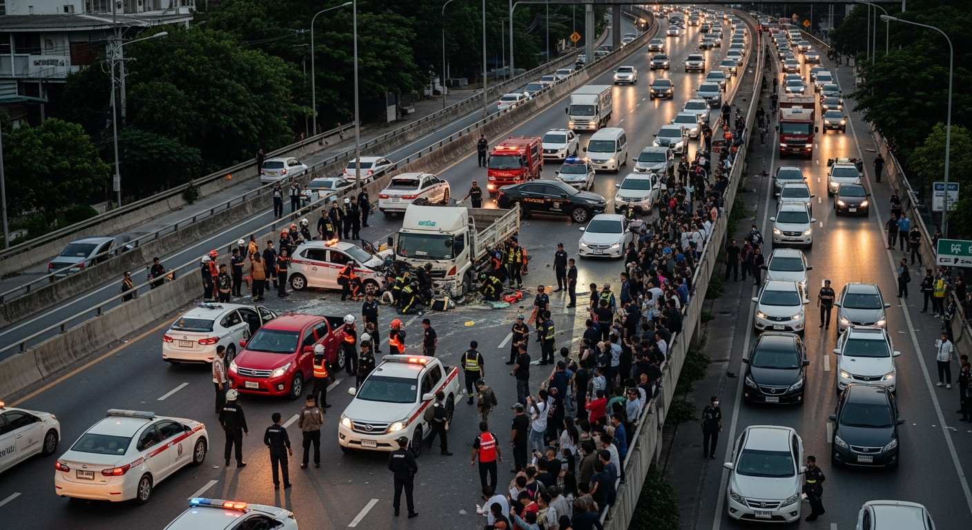 Смертельное ДТП на скоростной трассе в Бангкоке: Автомобиль сбил мотоциклиста