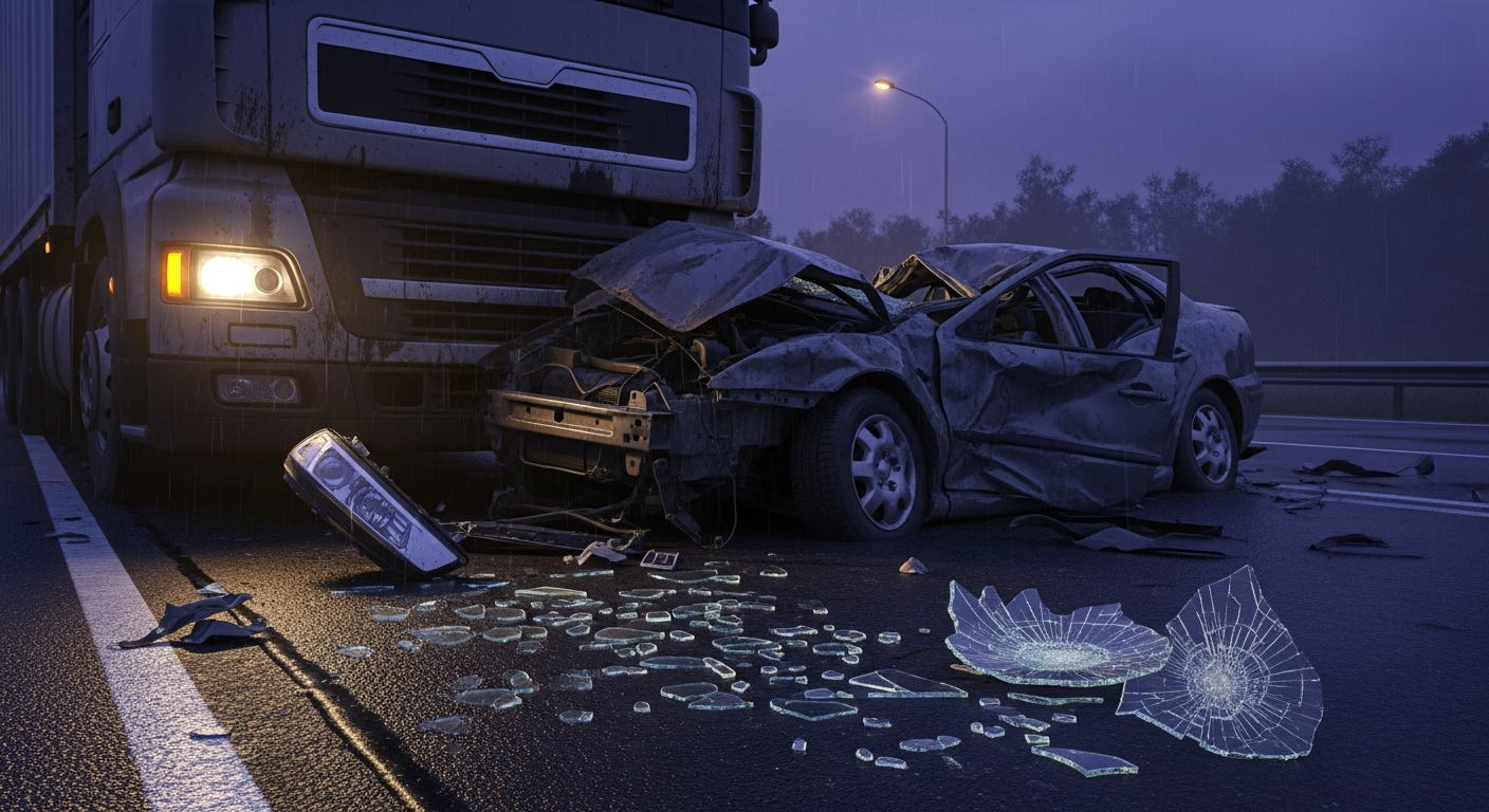 Шокирующее ДТП в Таиланде: Легковой автомобиль раздавлен грузовиком, водитель невредим