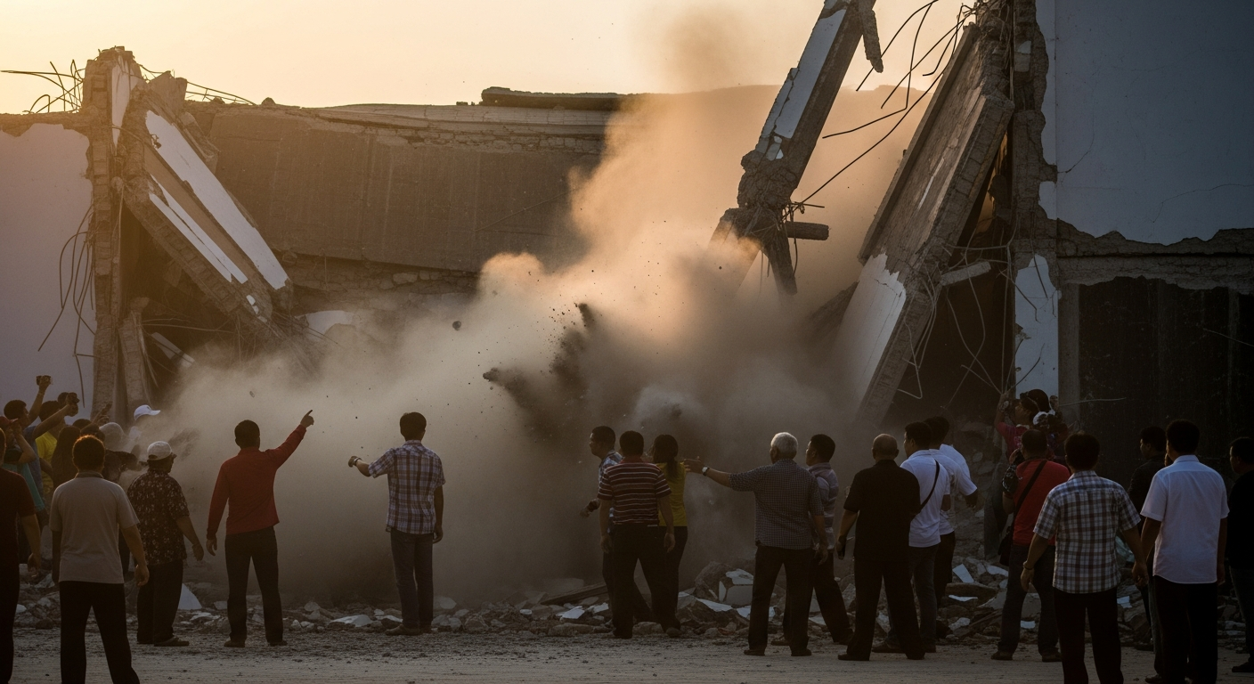 В Таиланде женщина чудом спаслась от обрушения стены во время ливня