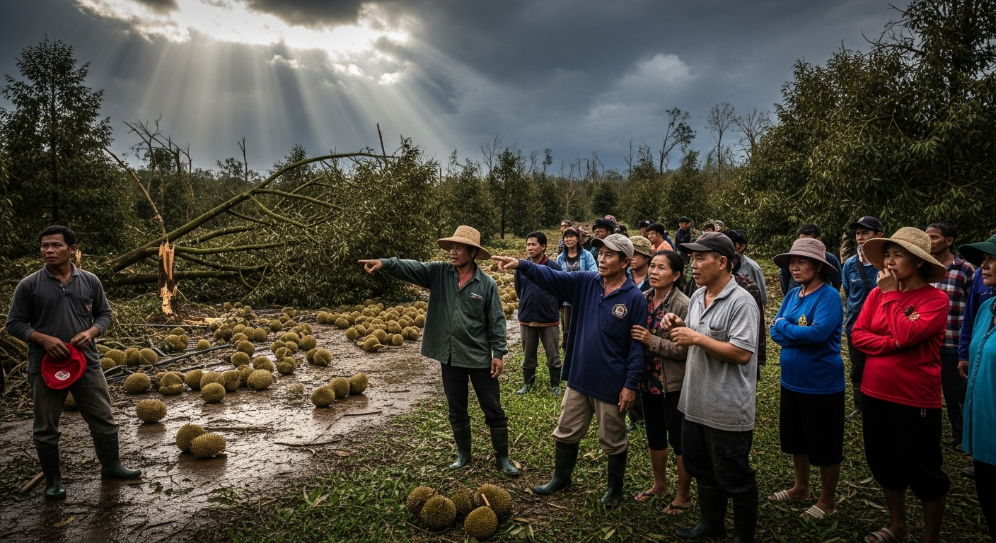 Сильные грозы обрушились на плантации дуриана в Сисакете, ущерб составил 39 млн бат
