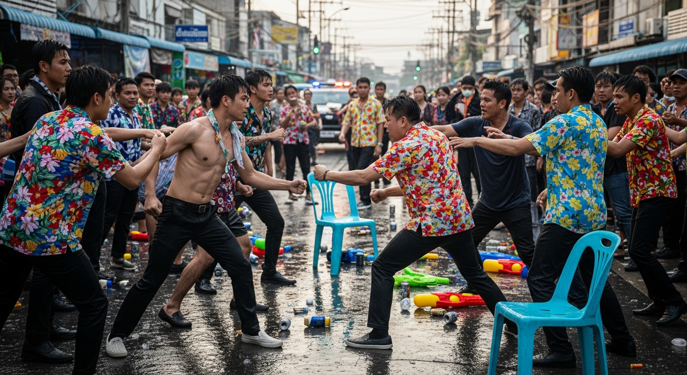 Потасовка на Сонгкран в Пхаяо: туристы в панике