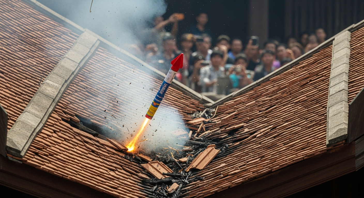 Самодельная ракета с фестиваля упала на дом в провинции Ясотхон