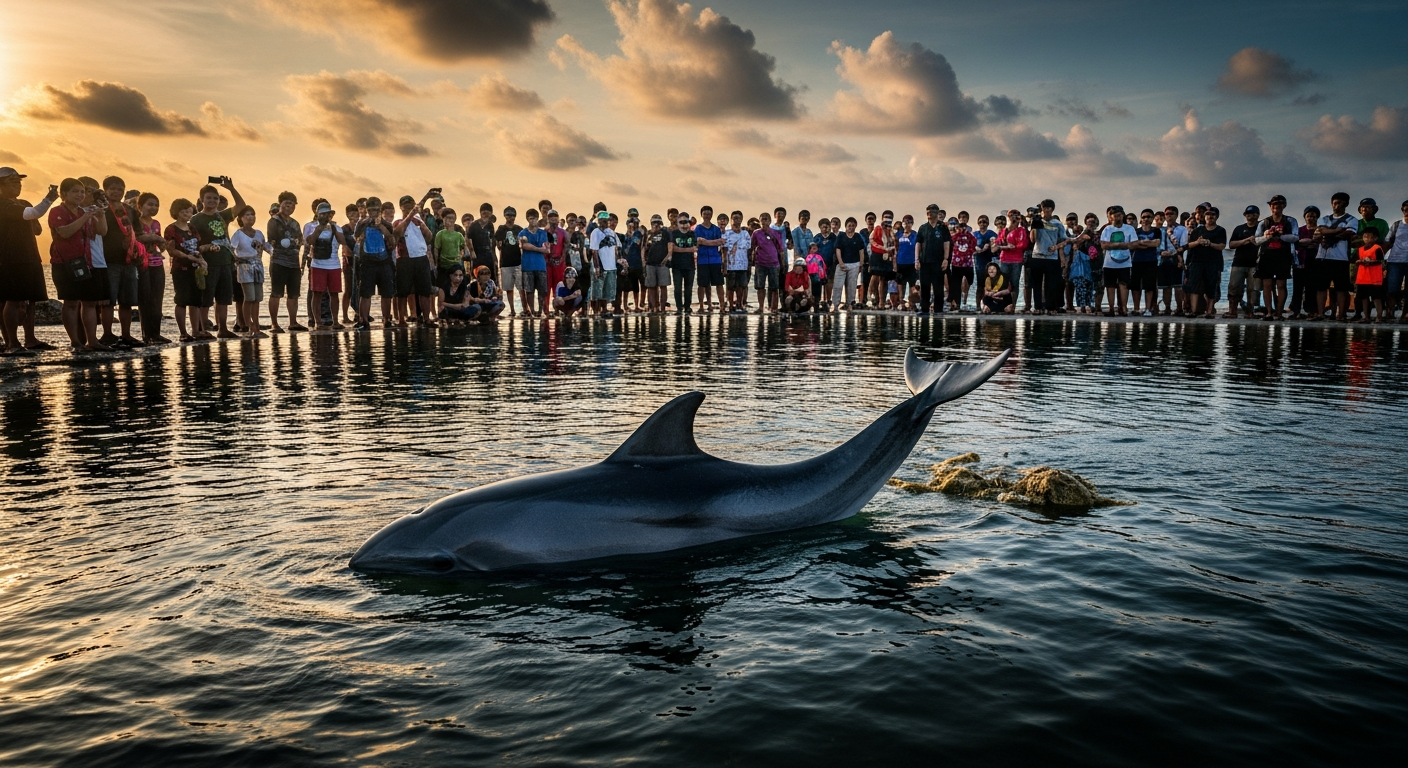В Пхукете спасают детеныша дельфина-спиннера, выбросившегося на берег