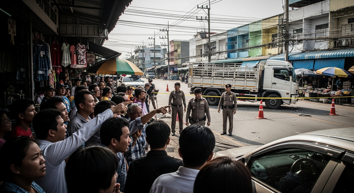 Видео: Резкий маневр на дороге в Таиланде едва не привел к ДТП с участием пяти автомобилей