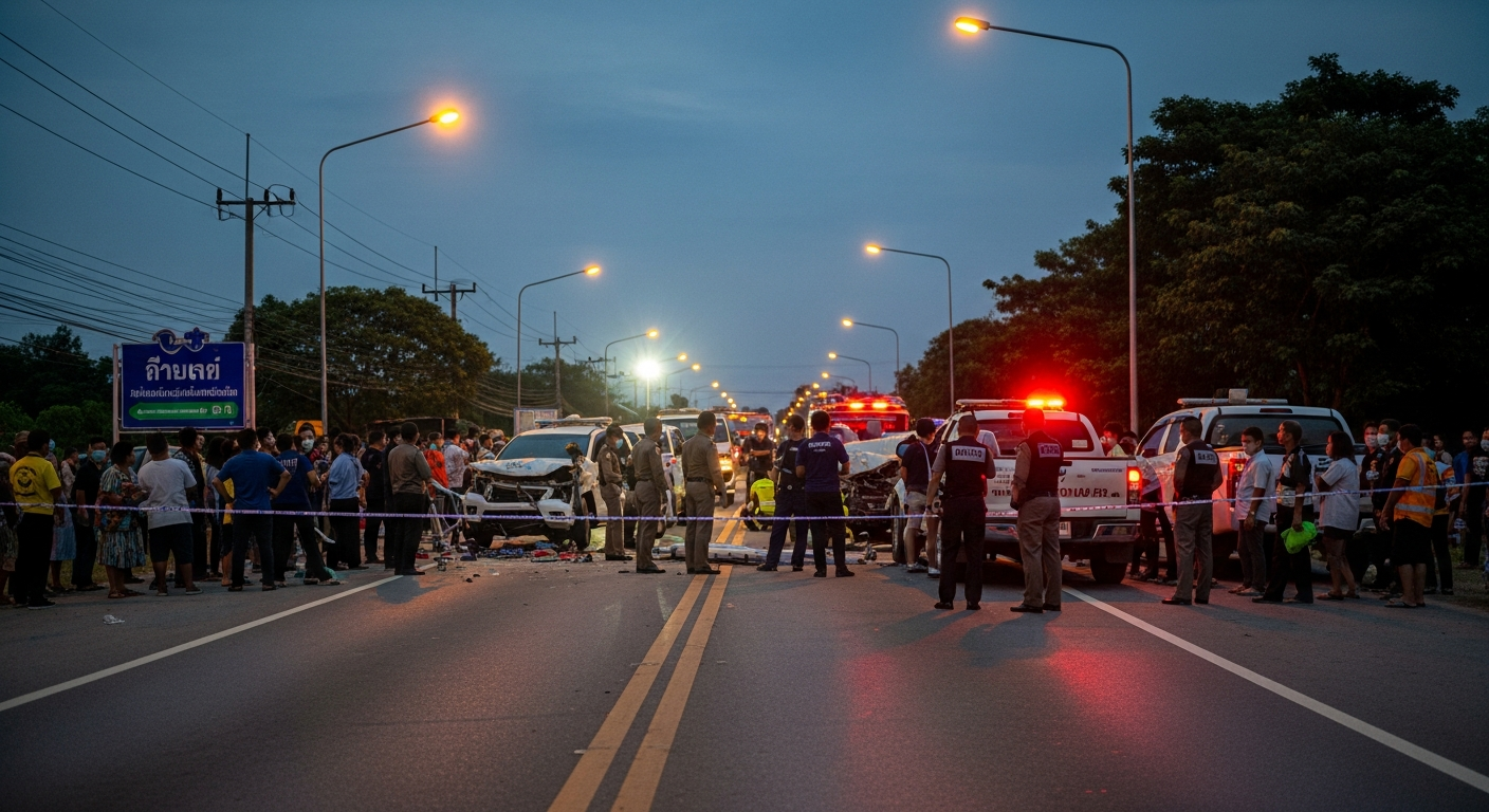 Геройский отец погиб, спасая семью из тонущего пикапа в провинции Чайнат