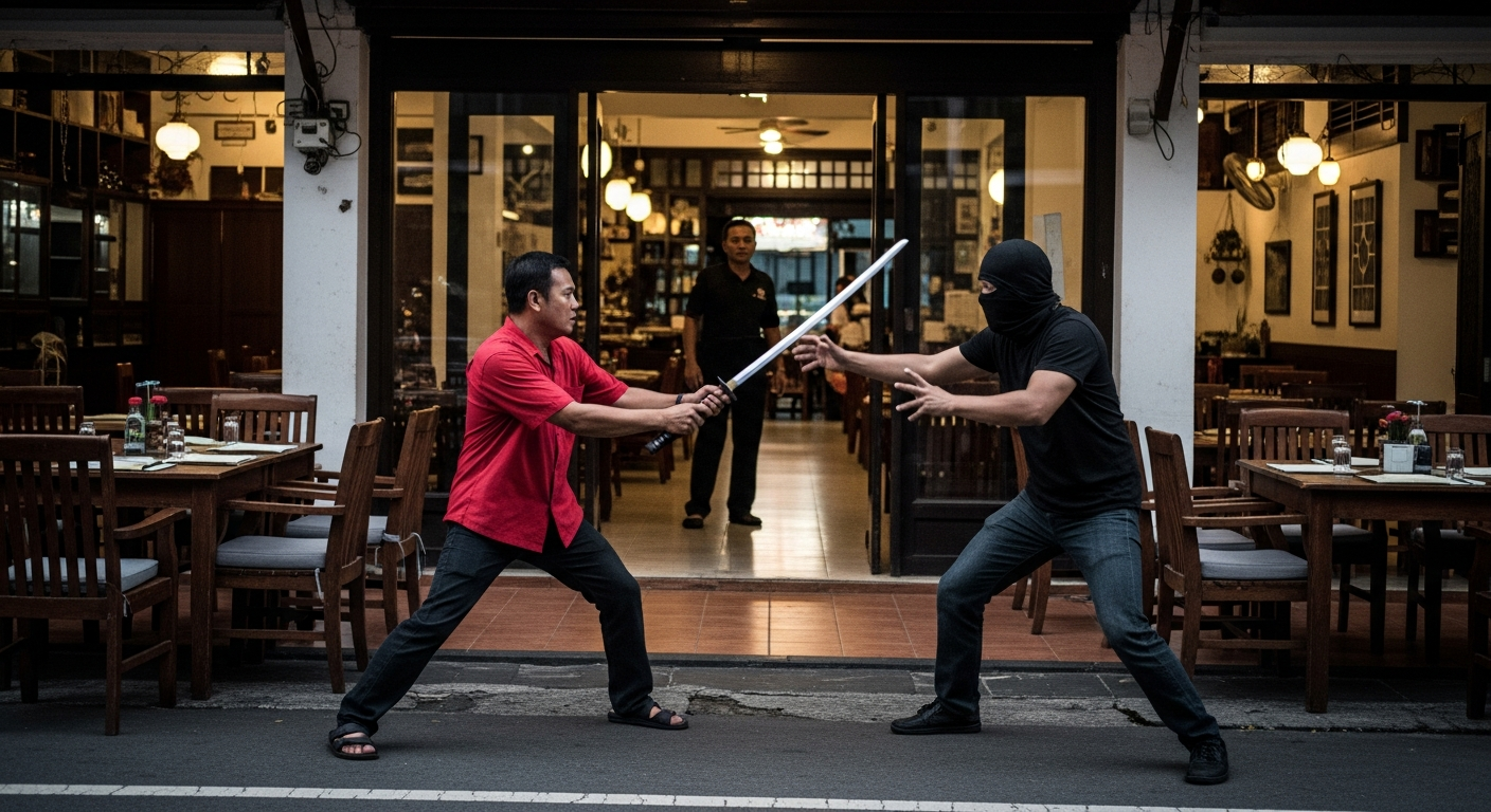 Владелец ресторана на Пхукете отогнал грабителя катаной