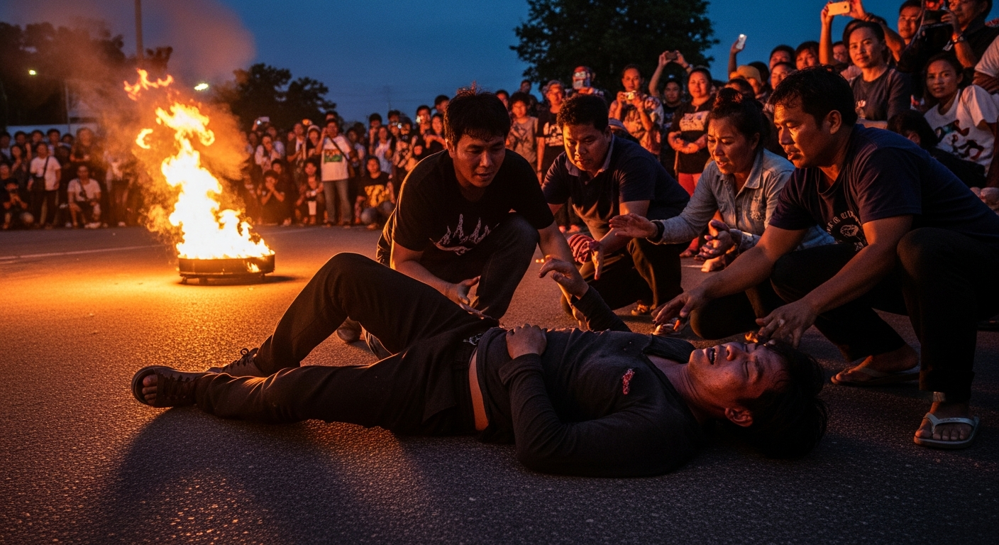 Шокирующий инцидент: мужчина получил ожоги при попытке шоу с огнем на крыше
