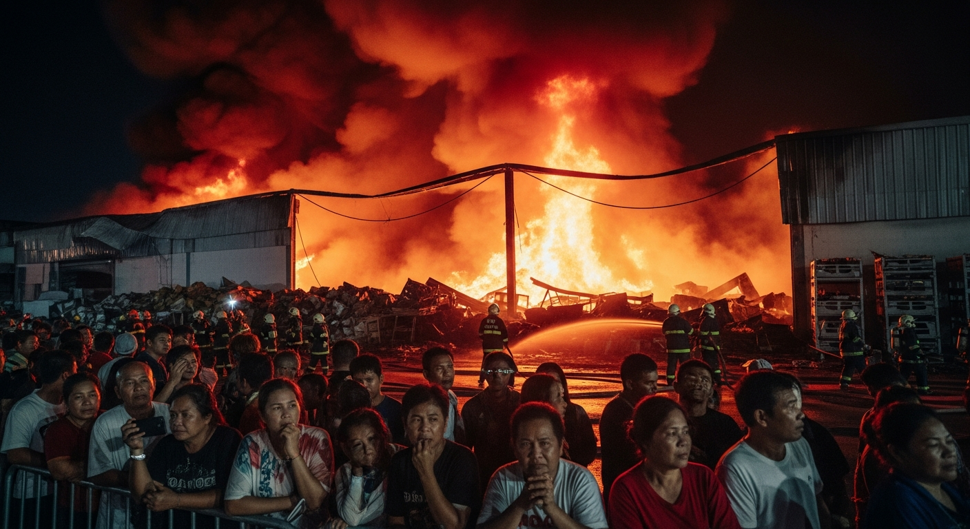 Пожар на складе в Накхонсаване: пострадал один пожарный
