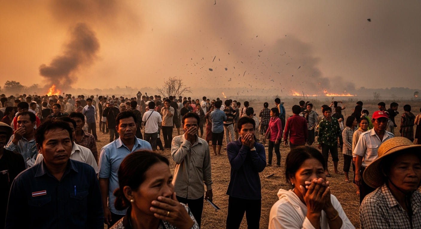 Лесной пожар у границы Камбоджи с Таиландом вызвал взрывы мин