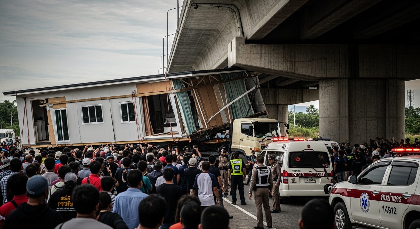 Два человека погибли при перевозке сборного дома под мостом на Пхукете
