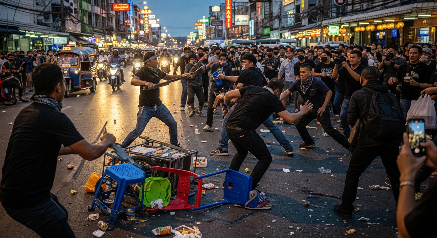 Полиция разогнала драку мигрантов на Walking Street в Паттайе